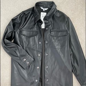 Faux leather shacket